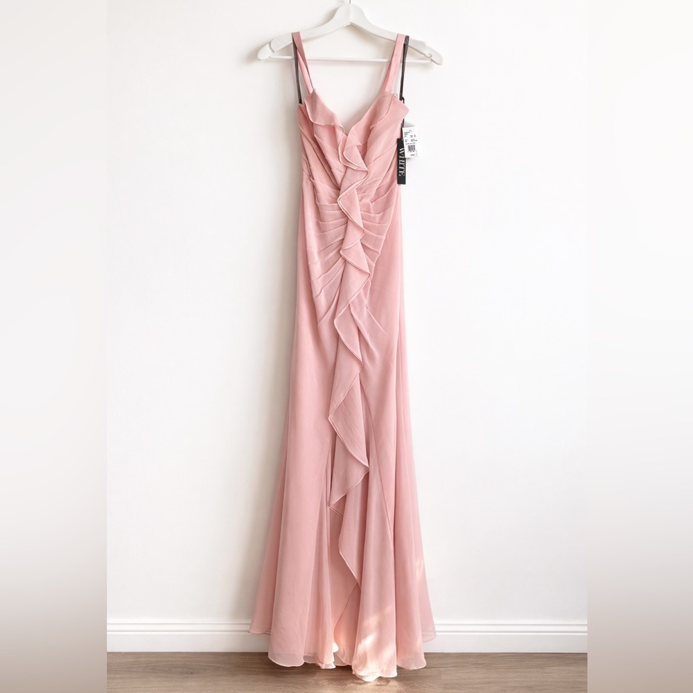 NWT Vera Wang Blush Pink Chiffon Ruffle Gown Size 4 Prom Bridesmaid Formal